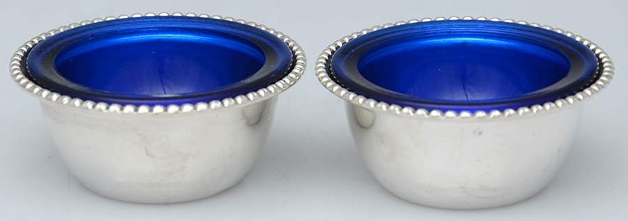 Sterling Hollowware Individual Open Salt with Cobalt Liner - Set of 2 by Unknown Manufacturer-1
