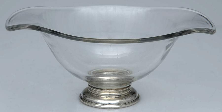 Sterling Hollowware Crystal Sauce Boat W/Sterling Base by Unknown Manufacturer-1