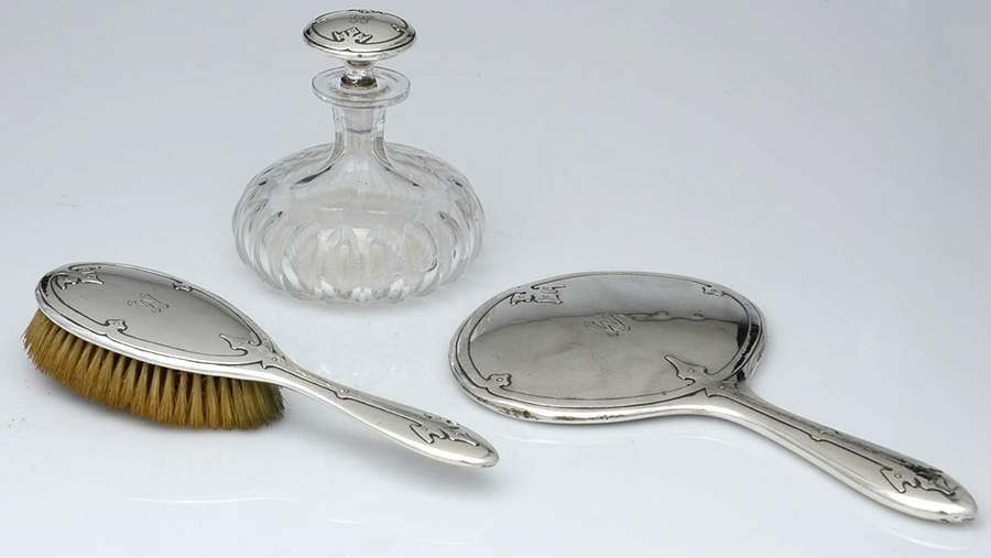 Sterling Hollowware (3 Pc) Dresser Set (SPBC, SMIR & SHB) by Unknown Manufacturer-1