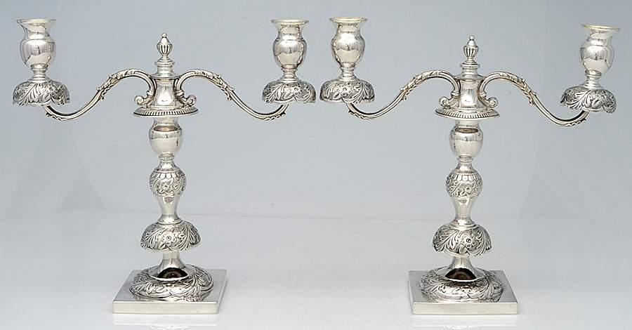 Sterling Hollowware Pair of 10" 3 Light Candelabra by Unknown Manufacturer-1