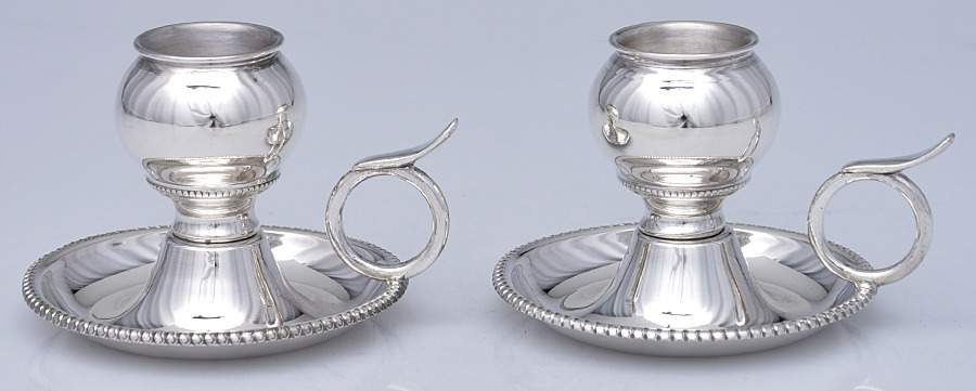 Sterling Hollowware Pair of Chambersticks by Unknown Manufacturer-1