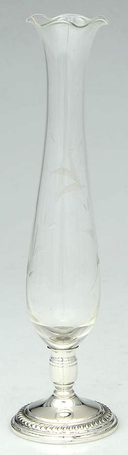Sterling Hollowware Crystal Vase with Sterling Base by Unknown Manufacturer-1