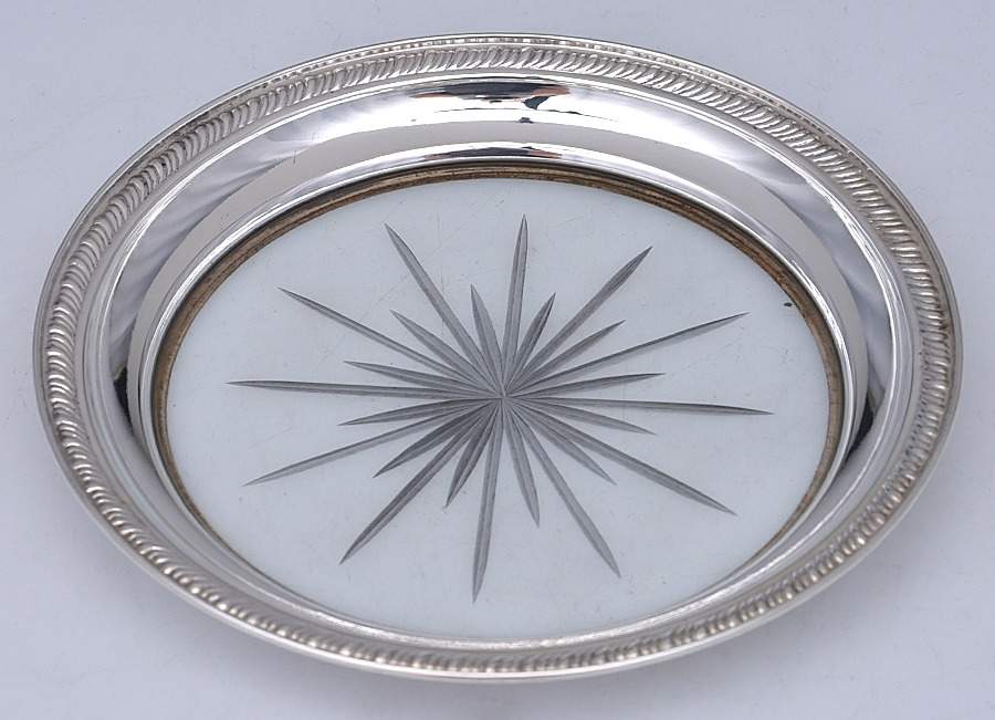 Sterling Hollowware Crystal Wine Coaster with Sterling Lip by Unknown Manufacturer-1