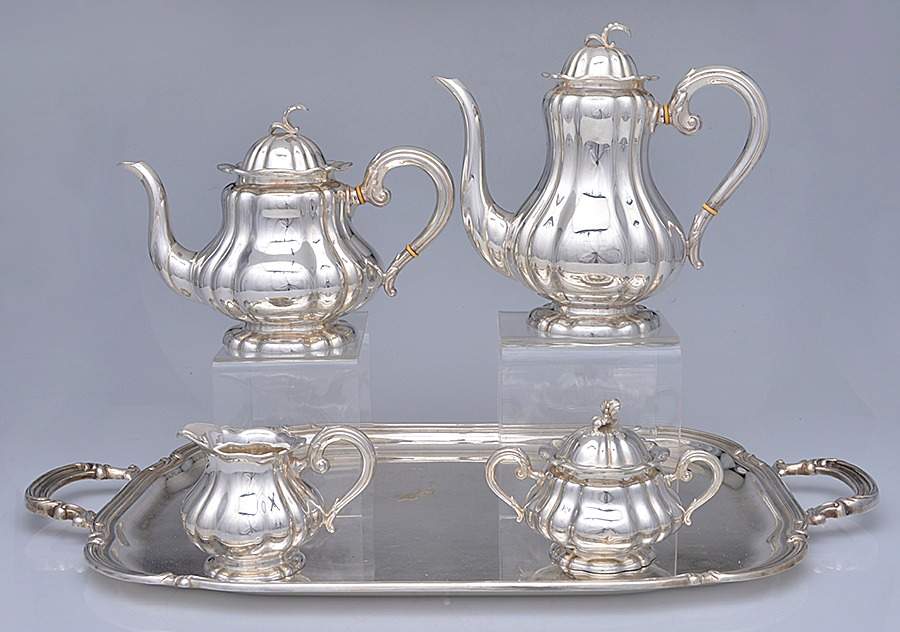 Sterling Hollowware 5 Piece Tea Set (SCP, STP, SCR, SSU, WTL) by Unknown Manufacturer-1