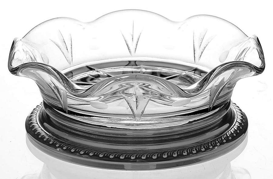 Sterling Hollowware Crystal Coaster with Sterling Rim by Unknown Manufacturer-1