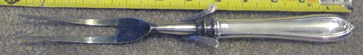 Newington (Silverplate, 1930) Small Steak Carving Fork with Stainless Prongs by Universal Silver-1