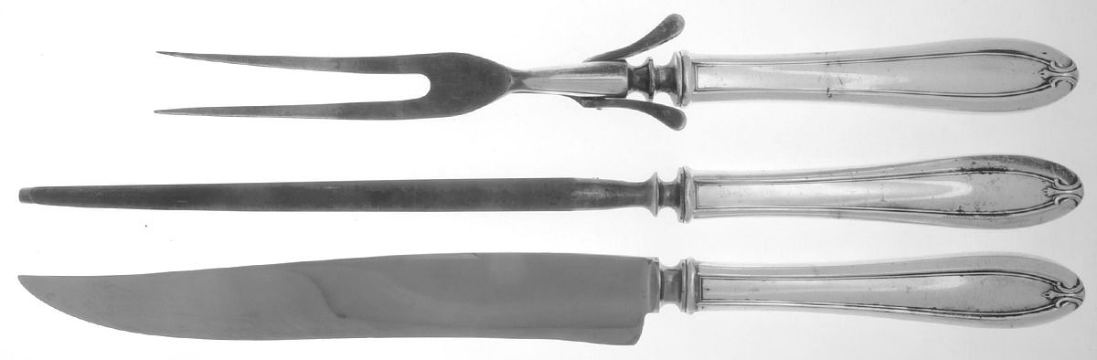 Newington (Silverplate, 1930) Large 3-Piece Roast Carving Set w/ Stainless Blade by Universal Silver-1