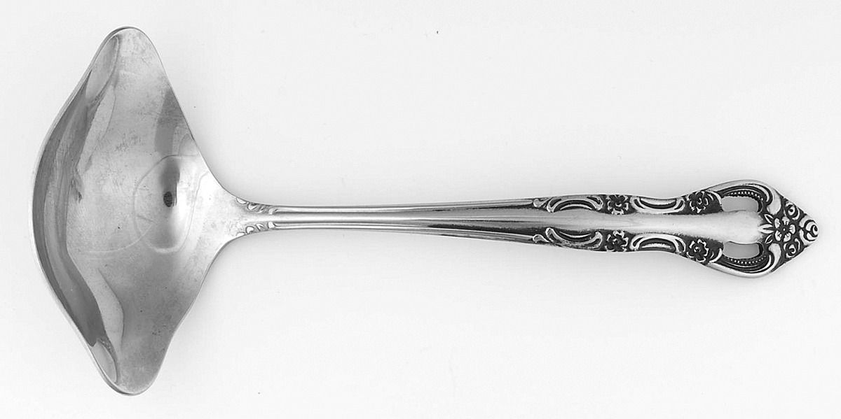 Acadia (Stainless) 2 Spout Gravy Ladle-Solid Piece by United Silver-1
