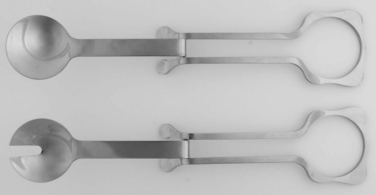 Parte Inversa (Stainless) (2 Pc) Solid Salad Set by Unknown Mfg Silver-1