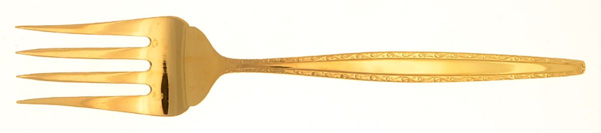 Symphonette (Gold Electroplate) Medium Solid Cold Meat Serving Fork by Unknown Mfg Silver-1
