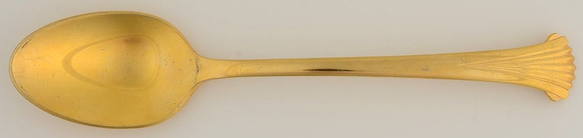 UNF488 (Gold Electroplate) Place/Oval Soup Spoon by Unknown Mfg Silver-1