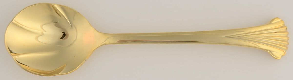 UNF488 (Gold Electroplate) Sugar Shell Spoon by Unknown Mfg Silver-1