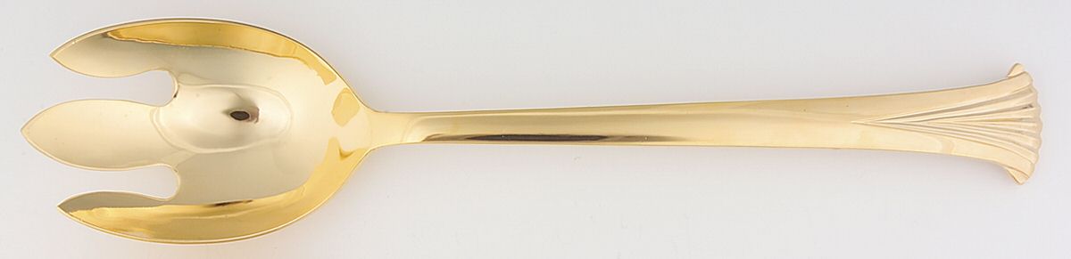 UNF488 (Gold Electroplate) Solid Salad Serving Fork by Unknown Mfg Silver-1