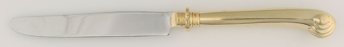 UNF488 (Gold Electroplate) New French Hollow Pistol Knife by Unknown Mfg Silver-1
