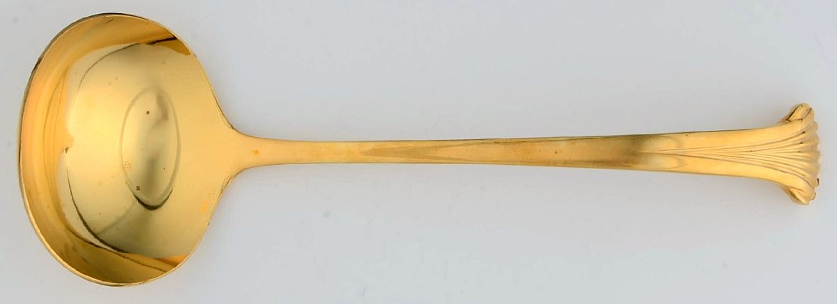 UNF488 (Gold Electroplate) Solid Gravy Ladle by Unknown Mfg Silver-1