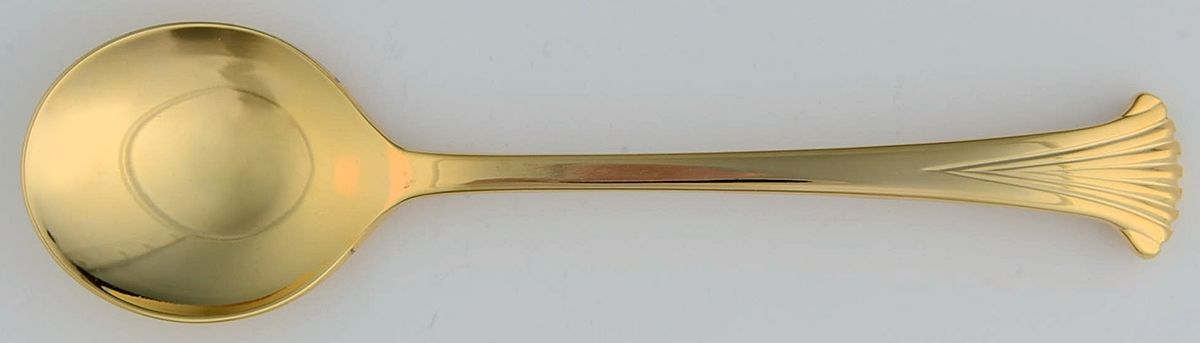 UNF488 (Gold Electroplate) Round Bowl Soup Spoon (Cream Soup) by Unknown Mfg Silver-1