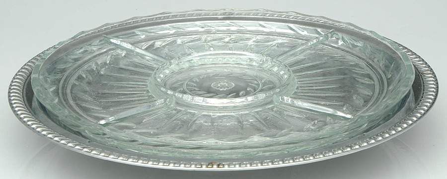 Silverplate Hollowware 5 Part Relish with Glass Divided Liner by Unknown Manufacturer-1