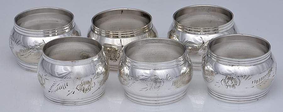 Silverplate Hollowware Napkin Ring - Set of 6 by Unknown Manufacturer-1