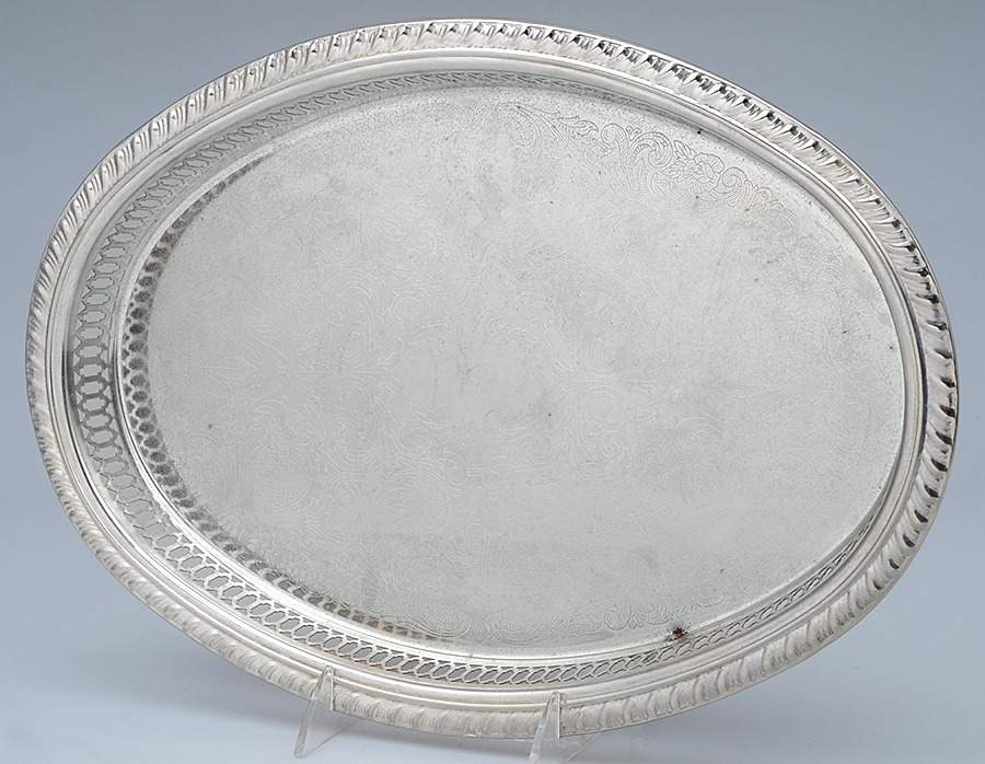 Silverplate Hollowware 15" Gallery Tray by Unknown Manufacturer-1