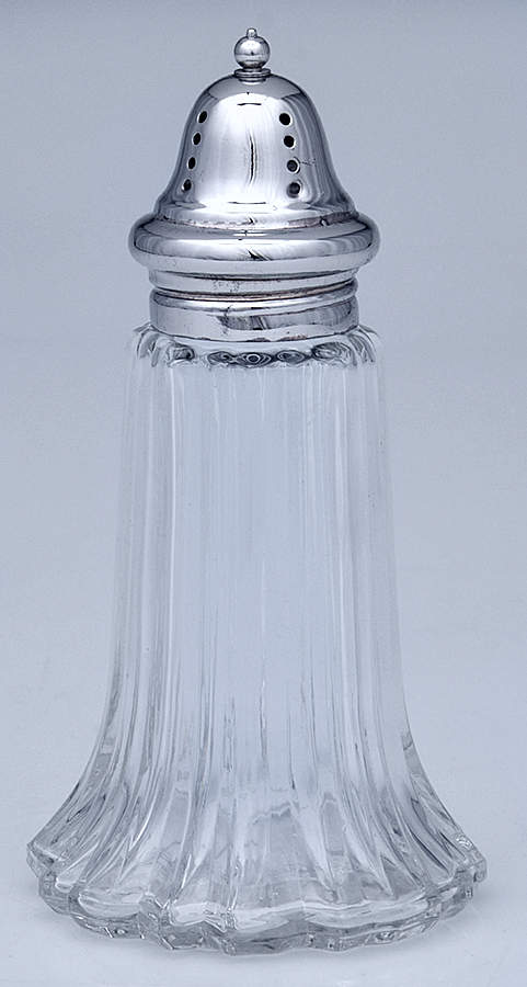 Silverplate Hollowware Crystal Sugar Shaker with Silverplate Lid by Unknown Manufacturer-1