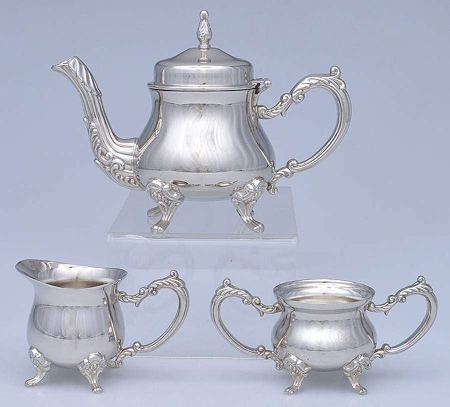 Silverplate Hollowware 3-Piece Silverplate Mini Tea Set by Unknown Manufacturer-1