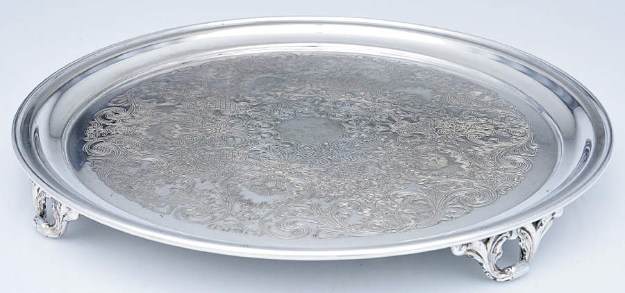 Silverplate Hollowware 13" Round Tray by Unknown Manufacturer-1