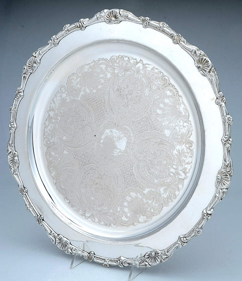 Silverplate Hollowware 14" Round Footed Tray by Unknown Manufacturer-1