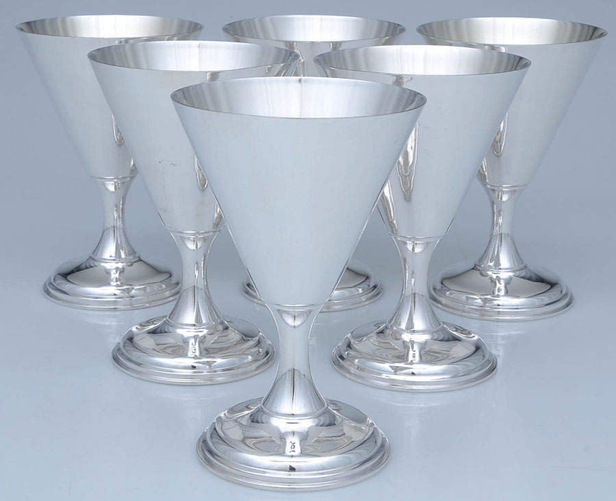 Silverplate Hollowware Water Goblet - Set of 6 by Unknown Manufacturer-1