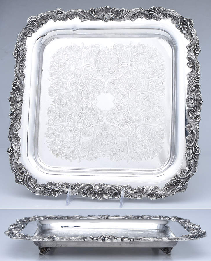 Silverplate Hollowware 14" Square Tray by Unknown Manufacturer-1