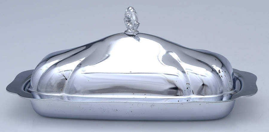 Silverplate Hollowware 1/4 Pound Covered Butter Dish by Unknown Manufacturer-1