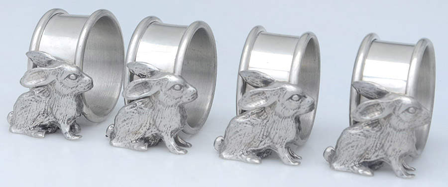 Pewter Hollowware Napkin Ring - Set of 4 by Unknown Manufacturer-1