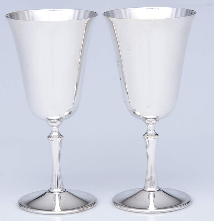 Silverplate Hollowware Wine Goblet - Set of 2 by Unknown Manufacturer-1