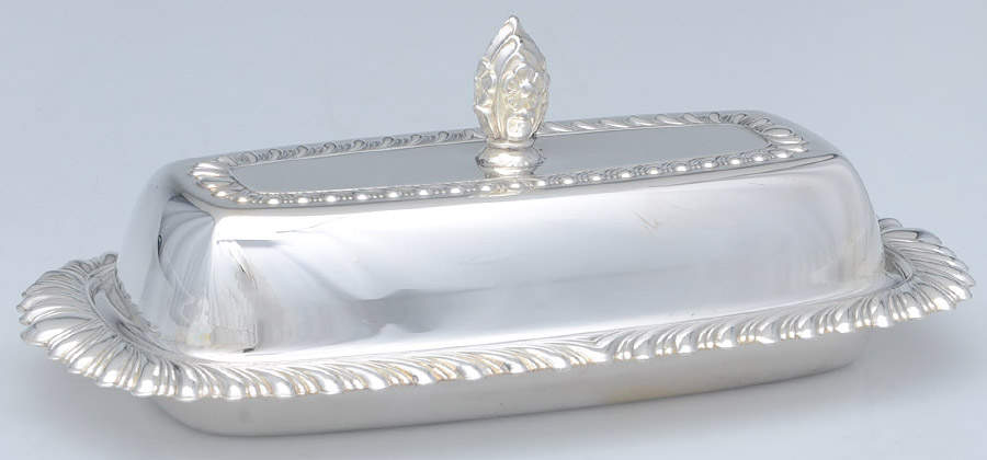 Silverplate Hollowware 1/4 Pound Covered Butter Dish by Unknown Manufacturer-1
