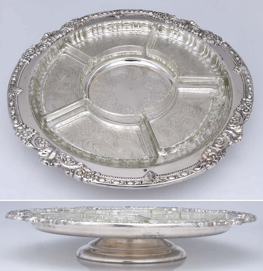 Silverplate Hollowware Lazy Susan with Liner by Unknown Manufacturer-1