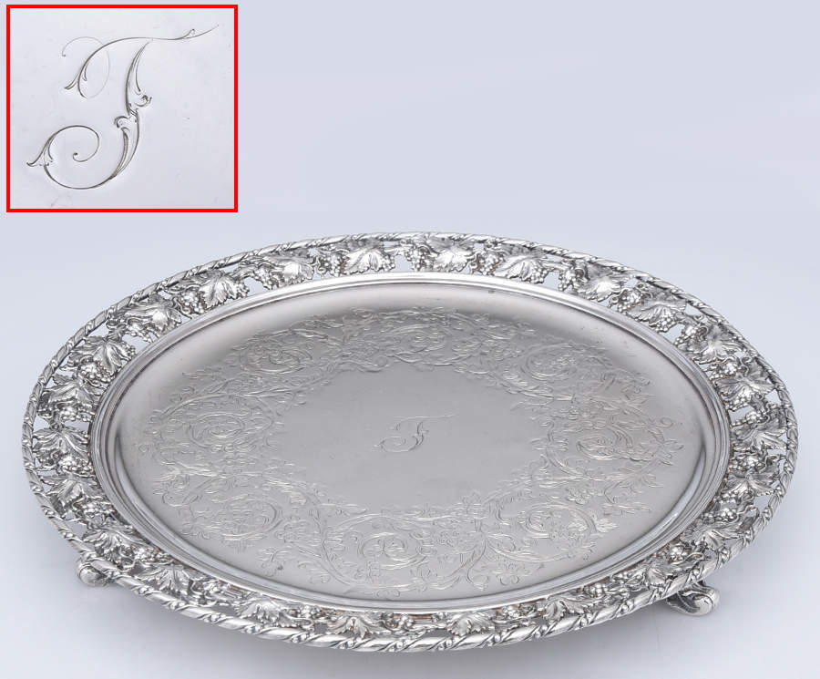 Silverplate Hollowware 12" 3-Toed Silverplate Round Tray by Unknown Manufacturer-1