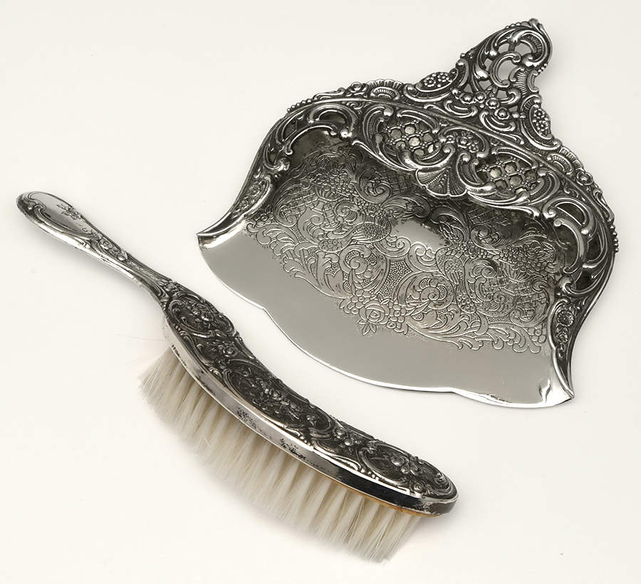 Silverplate Hollowware Table Crumber & Brush Set by Unknown Manufacturer-1