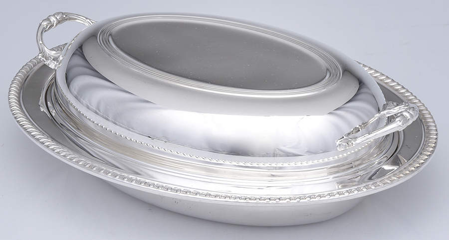 Silverplate Hollowware 11" Oval Double Vegetable by Unknown Manufacturer-1