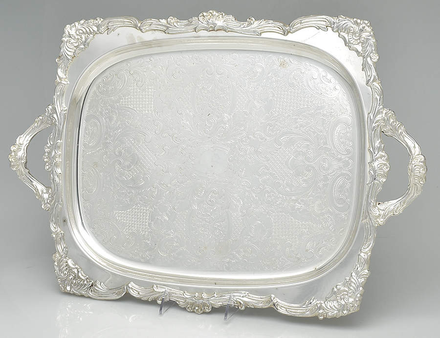 Silverplate Hollowware Medium Footed Meat Platter with Well by Unknown Manufacturer-1