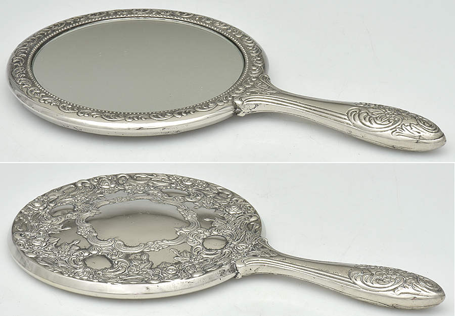 Silverplate Hollowware Mirror with Handle by Unknown Manufacturer-1
