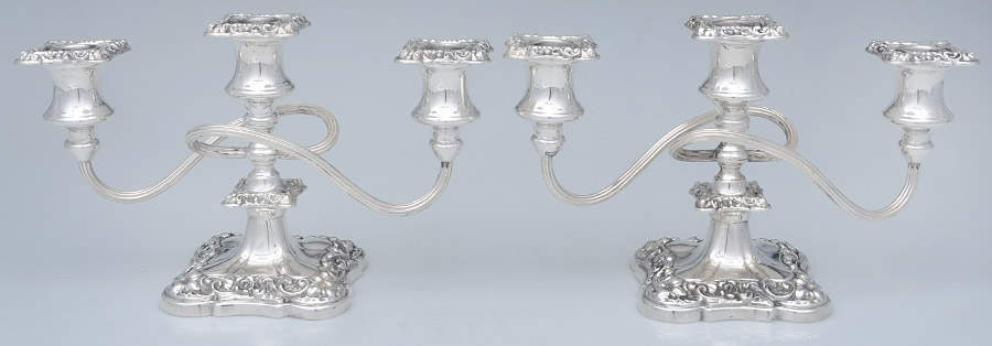 Silverplate Hollowware Pair of 6" 3 Light Candelabra by Unknown Manufacturer-1