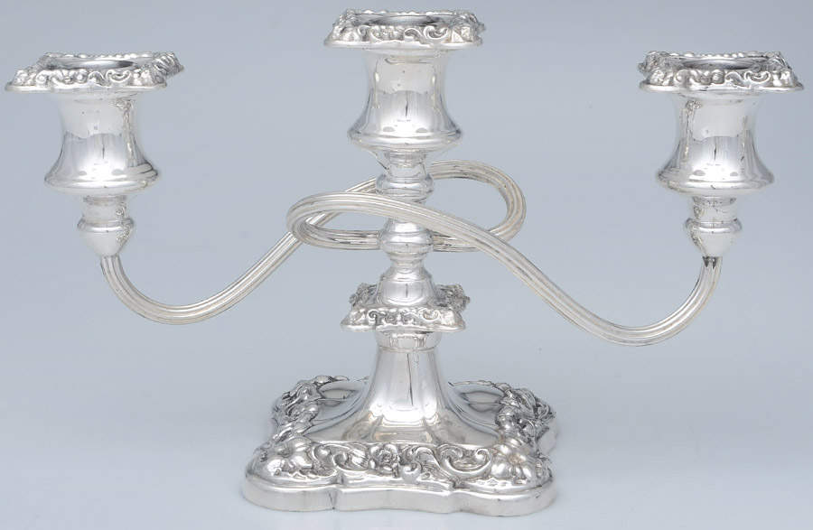Silverplate Hollowware 6" 3 Light Candelabra by Unknown Manufacturer-1