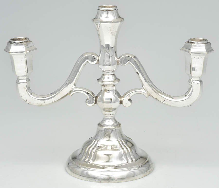 Silverplate Hollowware 10" 3 Light Candleabra by Unknown Manufacturer-1