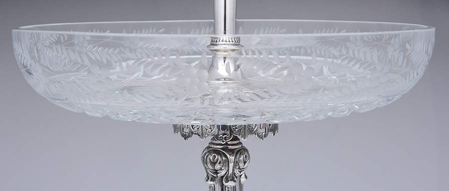 Silverplate Hollowware Epergne with Glass Liner & Glass Flower Vase by Unknown Manufacturer-6