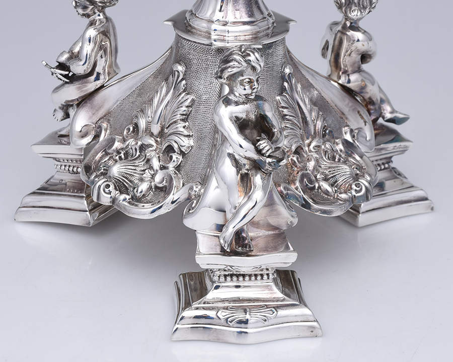 Silverplate Hollowware Epergne with Glass Liner & Glass Flower Vase by Unknown Manufacturer-5