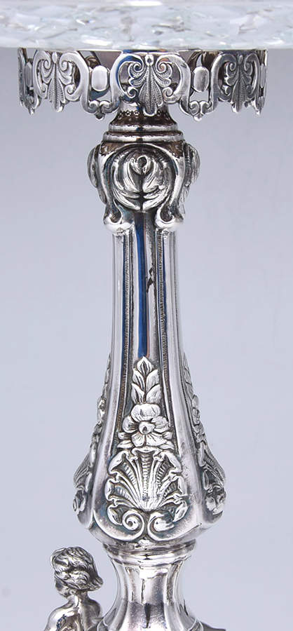 Silverplate Hollowware Epergne with Glass Liner & Glass Flower Vase by Unknown Manufacturer-3