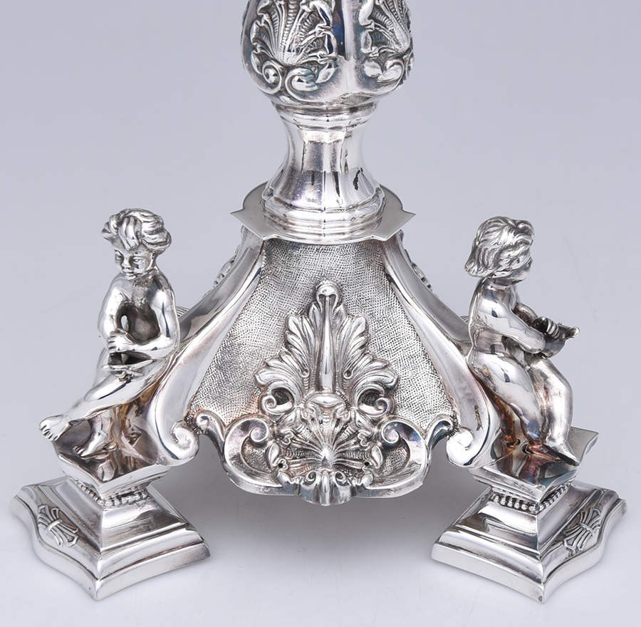 Silverplate Hollowware Epergne with Glass Liner & Glass Flower Vase by Unknown Manufacturer-2