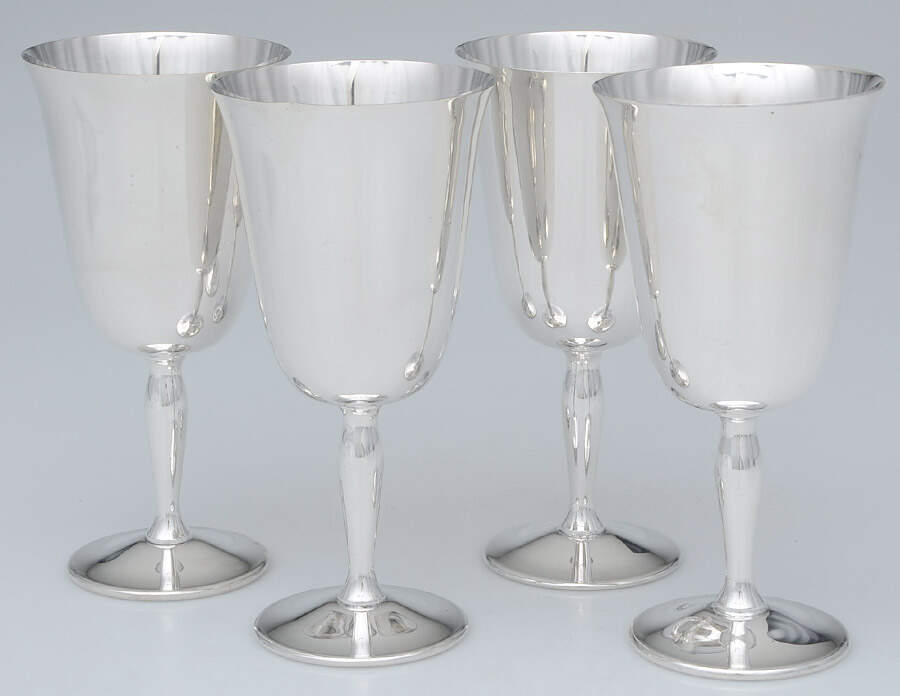 Silverplate Hollowware Water Goblet - Set of 4 by Unknown Manufacturer-1