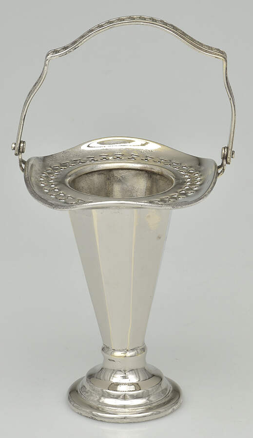 Silverplate Hollowware Basket Vase with Handle by Unknown Manufacturer-1