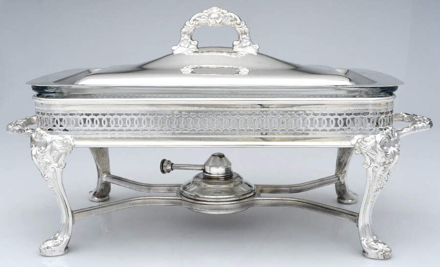Silverplate Hollowware (4 Pc) Buffet Server Includes Stand & Burner by Unknown Manufacturer-1