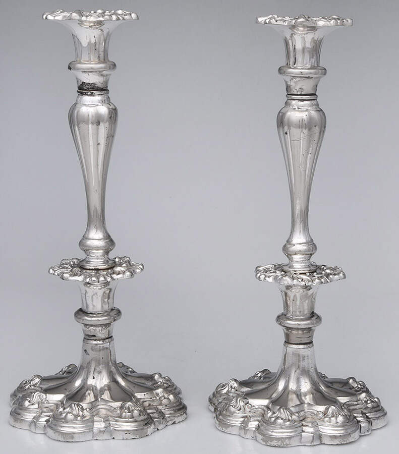 Silverplate Hollowware Pair of 12" Candlesticks by Unknown Manufacturer-1